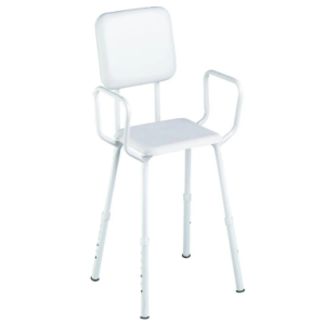 Shower Stool w/ Arms, Padded Seat & Back - 125 kg